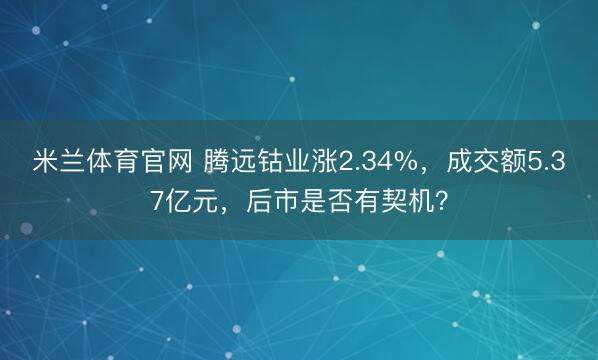米兰体育官网 腾远钴业涨2.34%，成交额5.37亿元，后市是否有契机？