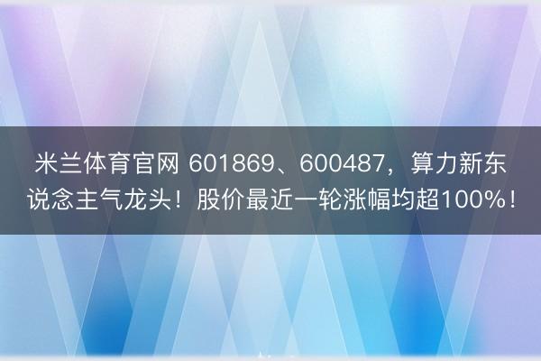 米兰体育官网 601869、600487,算力新东说念主气龙头!股价最近一轮涨幅均超100%!