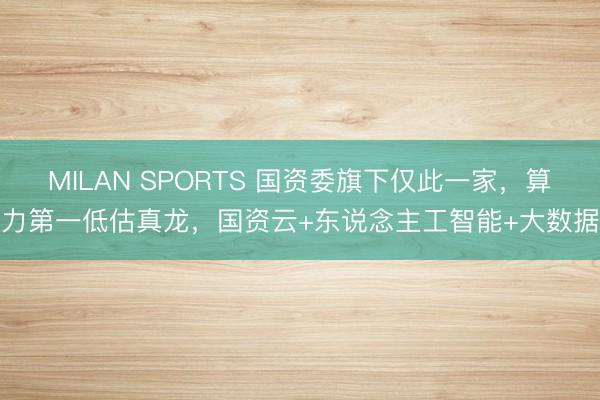 MILAN SPORTS 国资委旗下仅此一家，算力第一低估真龙，国资云+东说念主工智能+大数据
