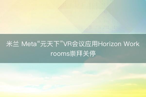 米兰 Meta“元天下”VR会议应用Horizon Workrooms崇拜关停