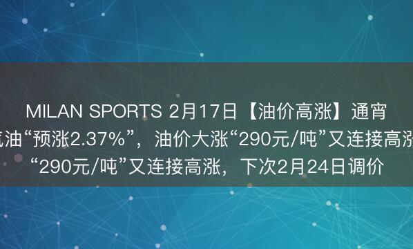 MILAN SPORTS 2月17日【油价高涨】通宵升温,寰球9295号汽油“预涨2.37%”,油价大涨“290元/吨”又连接高涨,下次2月24日调价