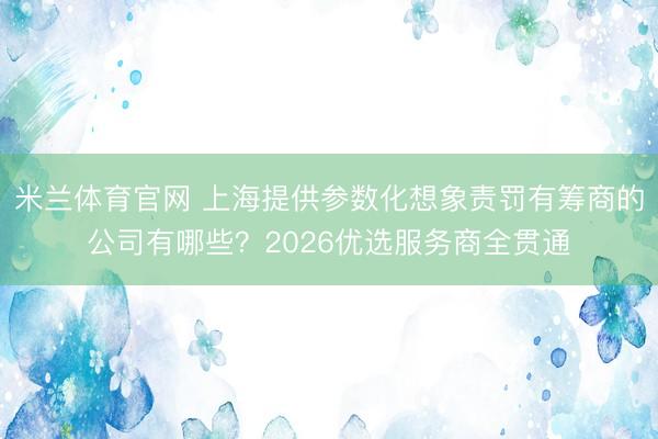 米兰体育官网 上海提供参数化想象责罚有筹商的公司有哪些?2026优选服务商全贯通