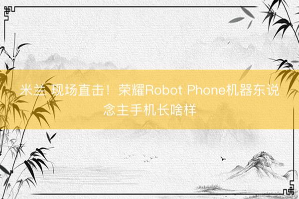 米兰 现场直击！荣耀Robot Phone机器东说念主手机长啥样