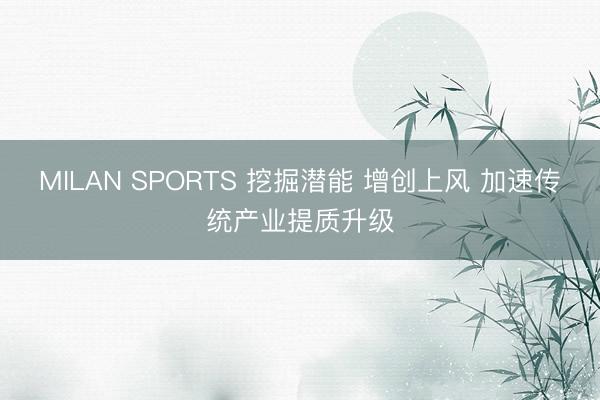 MILAN SPORTS 挖掘潜能 增创上风 加速传统产业提质升级