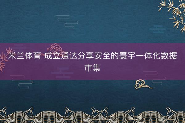 米兰体育 成立通达分享安全的寰宇一体化数据市集