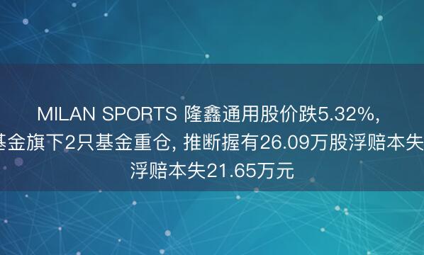 MILAN SPORTS 隆鑫通用股价跌5.32%， 恒生前海基金旗下2只基金重仓， 推断握有26.09万股浮赔本失21.65万元