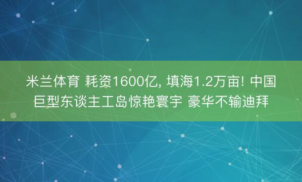 米兰体育 耗资1600亿， 填海1.2万亩! 中国巨型东谈主工岛惊艳寰宇 豪华不输迪拜
