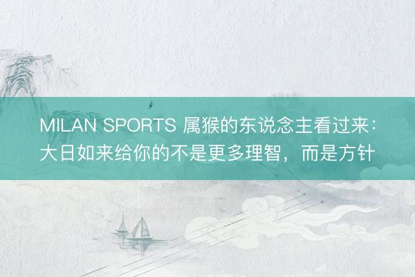 MILAN SPORTS 属猴的东说念主看过来：大日如来给你的不是更多理智，而是方针