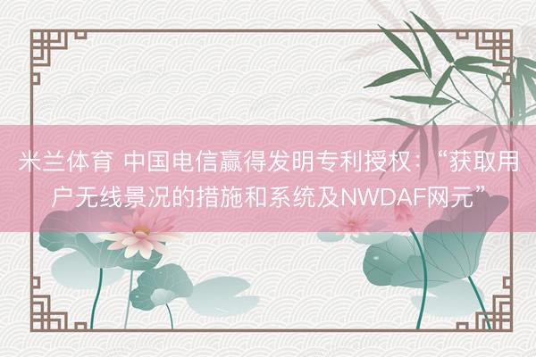 米兰体育 中国电信赢得发明专利授权：“获取用户无线景况的措施和系统及NWDAF网元”
